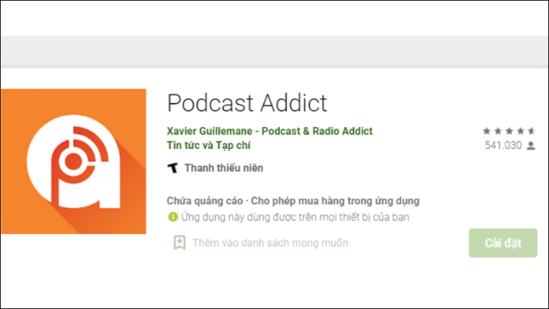  Ứng dụng Podcast Addict